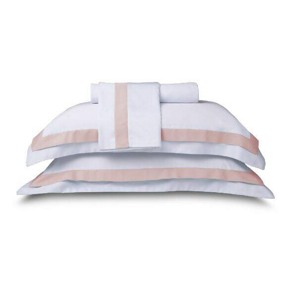 Jogo de Cama 300 Fios St. Germain Br/Rosa Casal - Naturalle Fashion