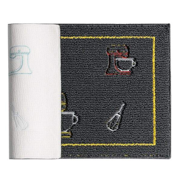 Tapete para Cozinha Bordado Ganache Chumbo 50 x 80 - Vizapi