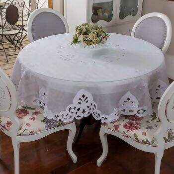 Toalha de Mesa Clássica Bordada Delicatta Redonda 180 cms - Argivai