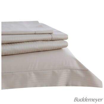 Jogo de Cama 300 Fios Damask Stripes Queen Bege 4pç - Buddemeyer