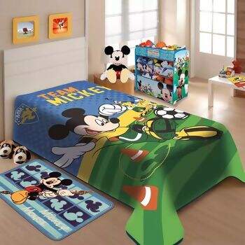 Cobertor Disney Raschel Mickey Futebol Solteiro 150 x 200 - Jolitex