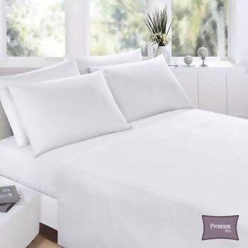 Jogo de Cama 100% Algodão Branco Queen 4pc - Premium Plus