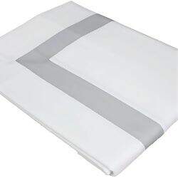 Duvet Capa de Edredom 300 Fios Turin Branco/ Cinza Queen - Artelassê