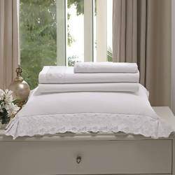 Jogo de Cama 180 Fios Melody Nadia Branca King - Buettner