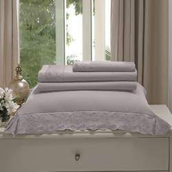 Jogo de Cama 180 Fios Melody Nadia Cinza King - Buettner