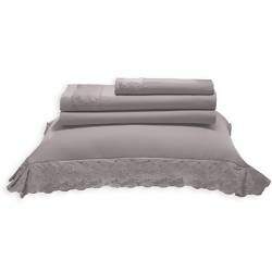 Jogo de Cama 180 Fios Melody Nadia Cinza King - Buettner