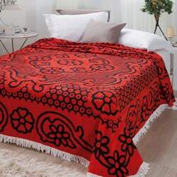 Colcha de Chenille Aristocrata Vermelho com Preto Casal 220 x 240 - Jolitex