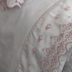 Jogo de Cama 300 Fios Bordado Camille Branco com Rosê Solteiro - Marken Fassi