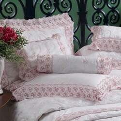 Jogo de Cama 300 Fios Bordado Richezza Branco com Rosê King - Marken Fassi