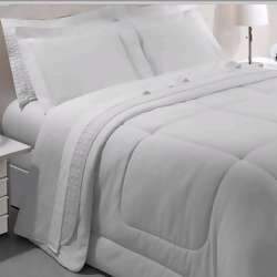 Jogo de Cama  300 Fios Satinee Liso Branco Solteiro King - Kacyumara