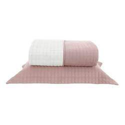 Cobre Leito / Colcha Plaza Microfibra Rosê com Palha Casal 3pç - Lavive