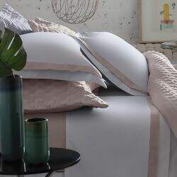 Jogo de Cama 300 Fios St. Germain Br/Rosa Casal - Naturalle Fashion