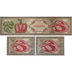 Jogo de Cozinha Sisal Look Pimentão 3 Peças - Rayza Tapetes