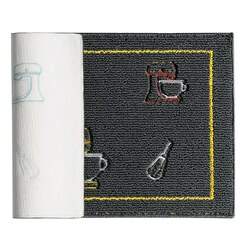 Tapete para Cozinha Bordado Ganache Chumbo 50 x 80 - Vizapi